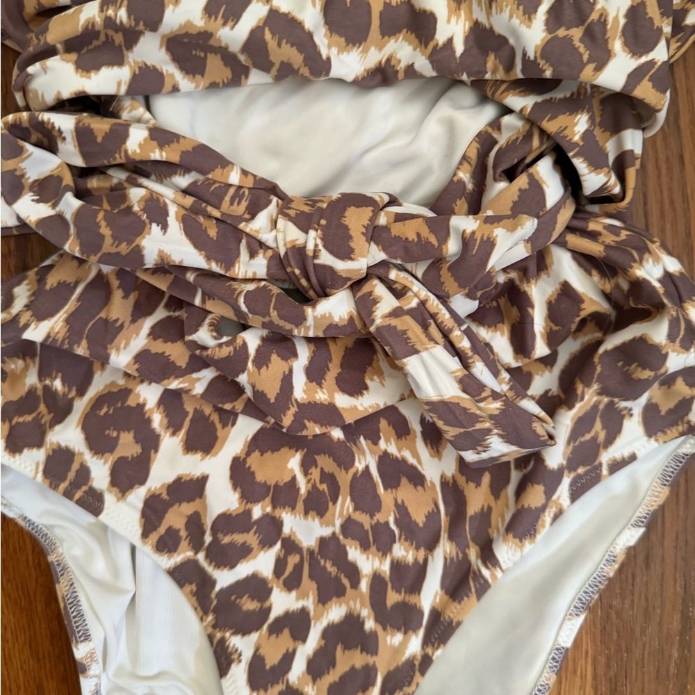 NWT aerie Leopard Print One-Piece Swimsuit in Brown and Cream - Picture 5 of 8